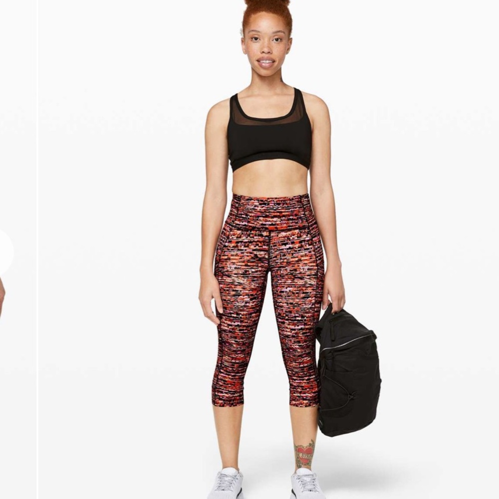 Lululemon Fast and Free Crop in Orange Multi